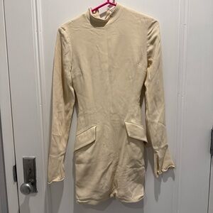 House of CB Mahalia Mini Dress Cream Long Sleeve